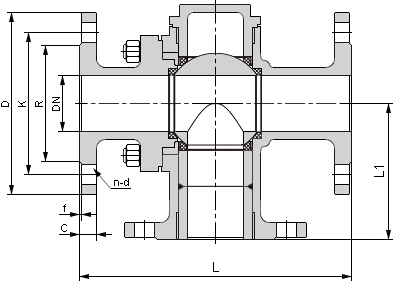 鍛鋼三通球閥結(jié)構(gòu)圖